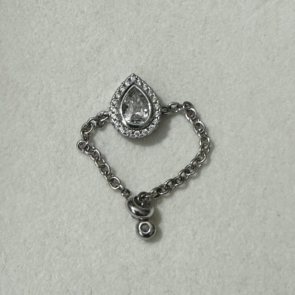 Berricle Sterling Silver Rhodium CZ Chain Ring